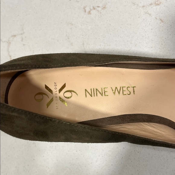 Nine West Dark Olive Green Suede Heels - Picture 2 of 7